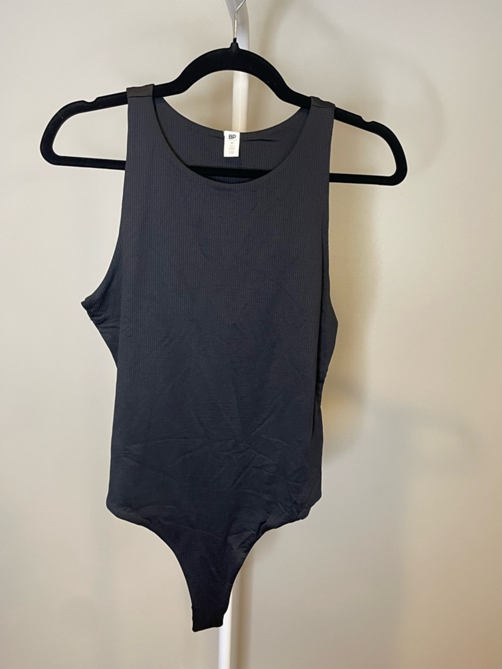bp Black Ribbed Tank Bodysuit